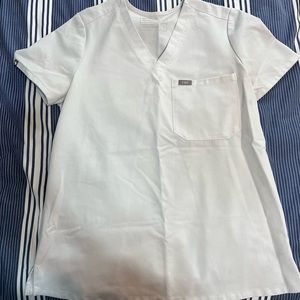 FIGS Catarina One Pocket Scrub Top in White